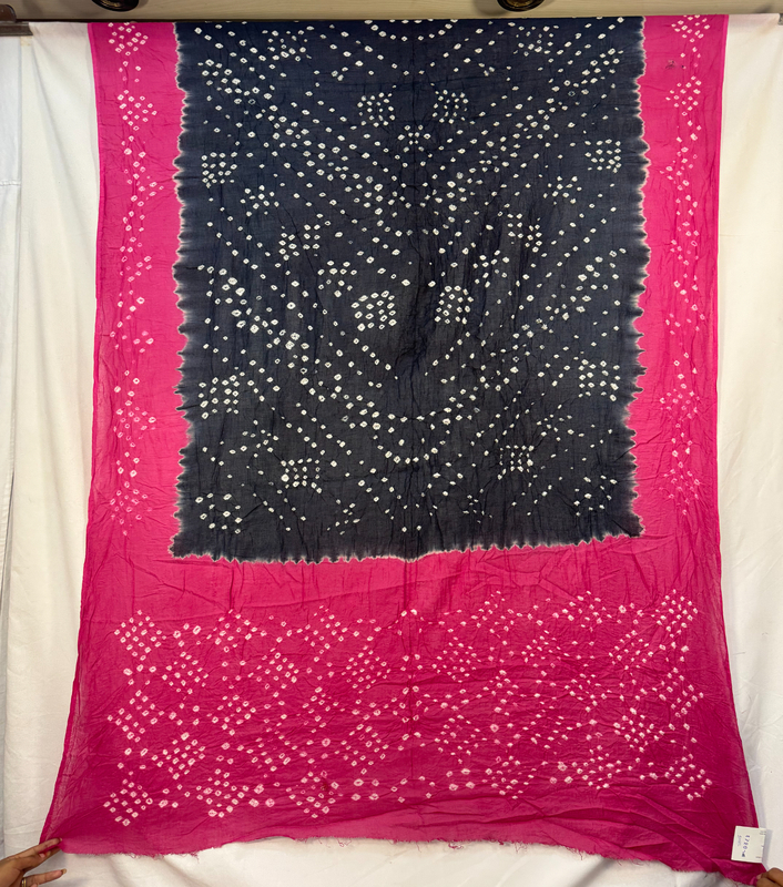 Kala Sanskruti Gray & Pink – Color Cotton Bandhani Saree – 6.5M with Blouse Piece – Elegant Traditional Wear Saree for Women
