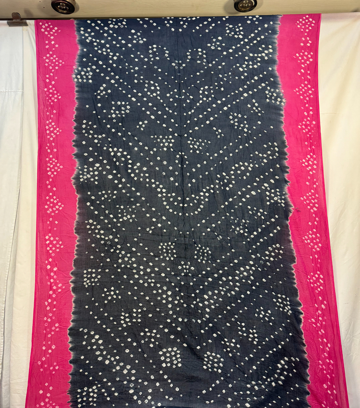 Kala Sanskruti Gray & Pink – Color Cotton Bandhani Saree – 6.5M with Blouse Piece – Elegant Traditional Wear Saree for Women