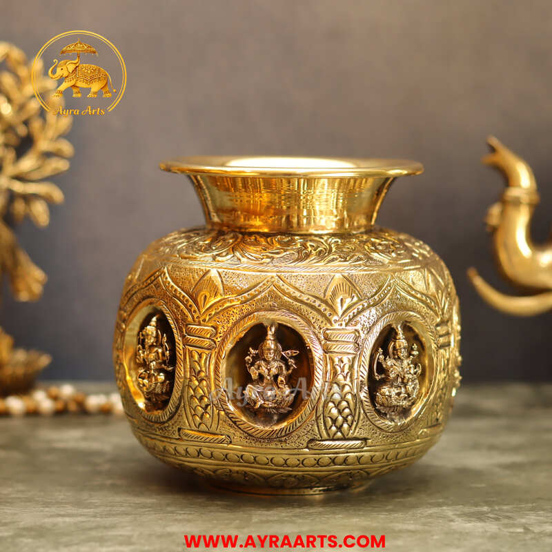 Brass Ashta Lakshmi Lota 6 Inch Height