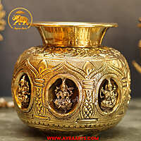 Brass Ashta Lakshmi Lota 6 Inch Height