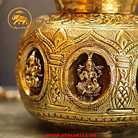 Brass Ashta Lakshmi Lota 6 Inch Height