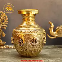 Brass Ashta Lakshmi Kalash 8.2 Inch Height