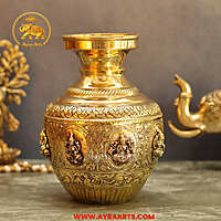 Brass Ashta Lakshmi Kalash 8.2 Inch Height