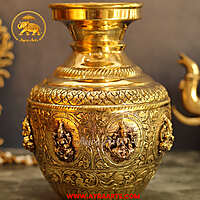 Brass Ashta Lakshmi Kalash 8.2 Inch Height