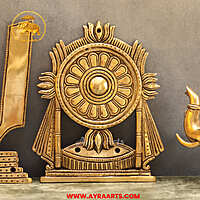 Brass Shankh Chakra Namah Set Of 3 Wall Plates For Home Pooja Entrance Decor - 9.5 Inch Height