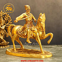 Brass Horse Riding Chatrapati Shivaji Maharaj Idol - 9 Inch Height