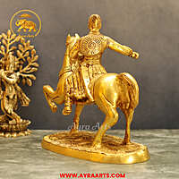 Brass Horse Riding Chatrapati Shivaji Maharaj Idol - 9 Inch Height