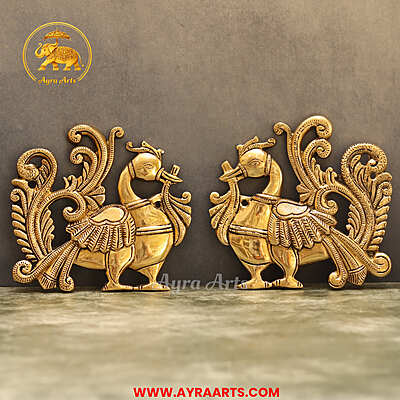 Brass Peacock Wall Hanging 6 Inch Height