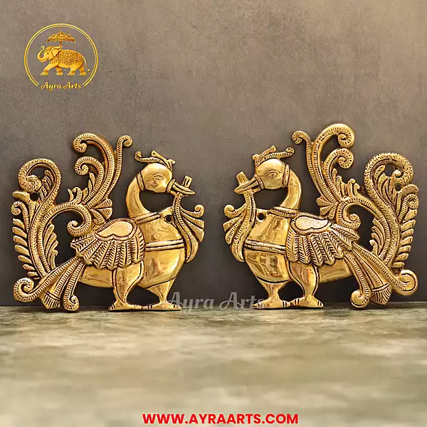Brass Peacock Wall Hanging 6 Inch Height