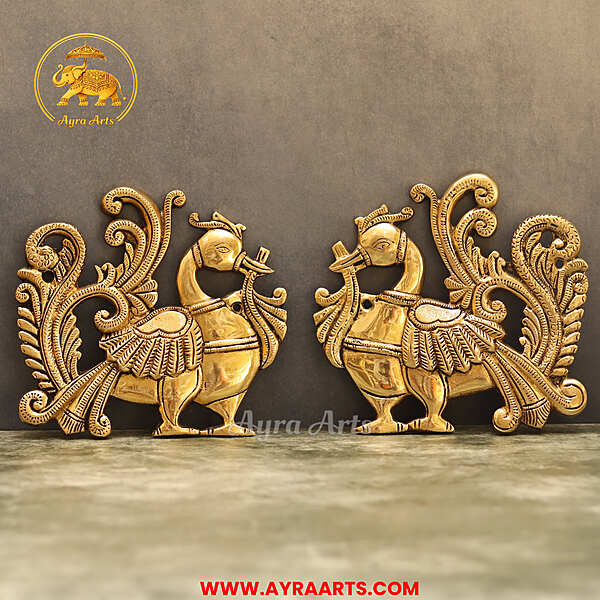 Brass Peacock Wall Hanging 6 Inch Height