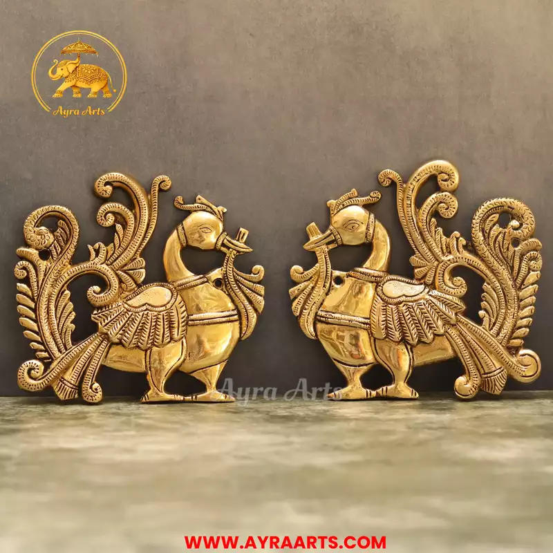 Brass Peacock Wall Hanging 6 Inch Height