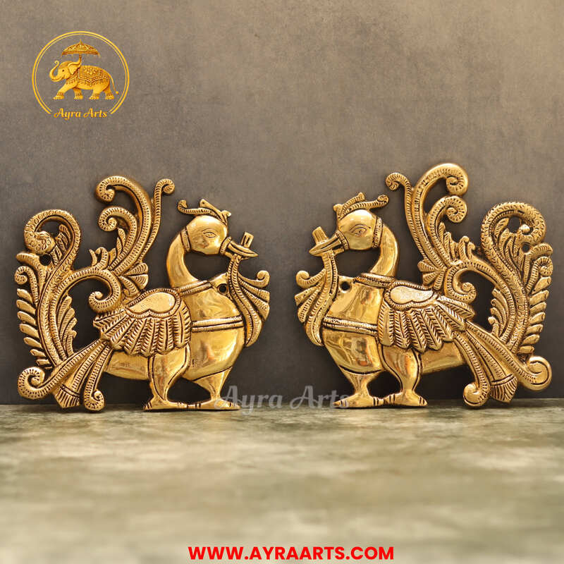 Brass Peacock Wall Hanging 6 Inch Height