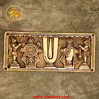 Brass Shank Chakra Namah Wall Plate With Hanuman And Garuda - 9.5 Inch Length