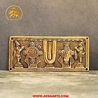 Brass Shank Chakra Namah Wall Plate With Hanuman And Garuda - 9.5 Inch Length