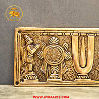 Brass Shank Chakra Namah Wall Plate With Hanuman And Garuda - 9.5 Inch Length