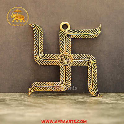 Brass Swastik Wall Hanging 5 Inch Height