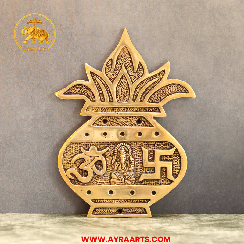 Brass Kalash Wall Hanging 8 Inch Height