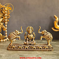 Premium Brass Gaja Lakshmi Idol - 4 Inch Height