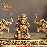 Premium Brass Gaja Lakshmi Idol - 4 Inch Height