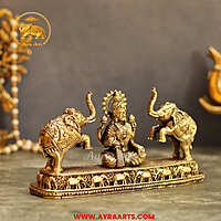 Premium Brass Gaja Lakshmi Idol - 4 Inch Height