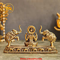 Premium Brass Gaja Lakshmi Idol - 4 Inch Height