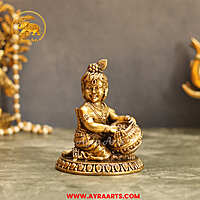Premium Brass Pot Krishna Makkan Chor - 5 Inch Height