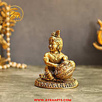 Premium Brass Pot Krishna Makkan Chor - 5 Inch Height