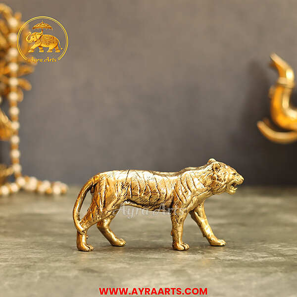 Premium Brass Tiger Animal Figurine - 2.5 Inch Height