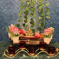 Shankh Ganesha Plate Gold Colour Shankh Ganesha Plate Gold Colour