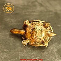 Premium Brass Ashtalakshmi And Sri Yantra Engraved Tortoise - 4 Inch Length
