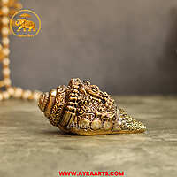 Premium Brass Vishnu Murthi Engraved Shank - 4.5 Inch Length