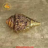 Premium Brass Vishnu Murthi Engraved Shank - 4.5 Inch Length