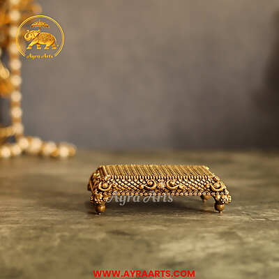 Premium Brass Pooja Chowki - 3.5 Inch Length