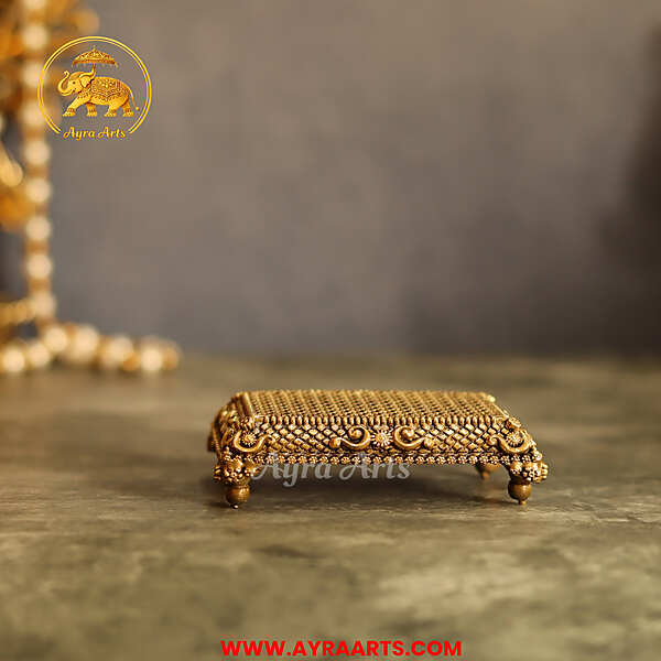 Premium Brass Pooja Chowki - 3.5 Inch Length