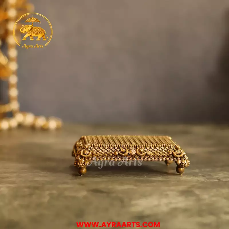 Premium Brass Pooja Chowki - 3.5 Inch Length