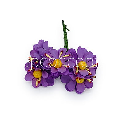 Paper Flowers with Yellow Pollen - Purple
