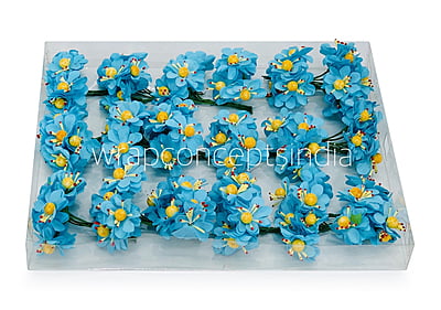 Paper Flowers with Yellow Pollen - Blue