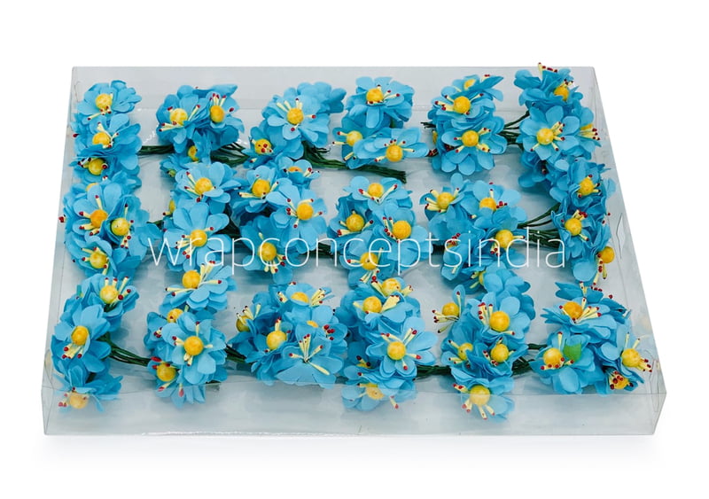 Paper Flowers with Yellow Pollen - Blue
