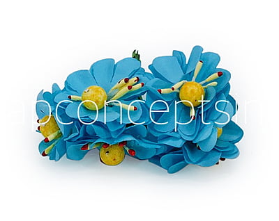 Paper Flowers with Yellow Pollen - Blue