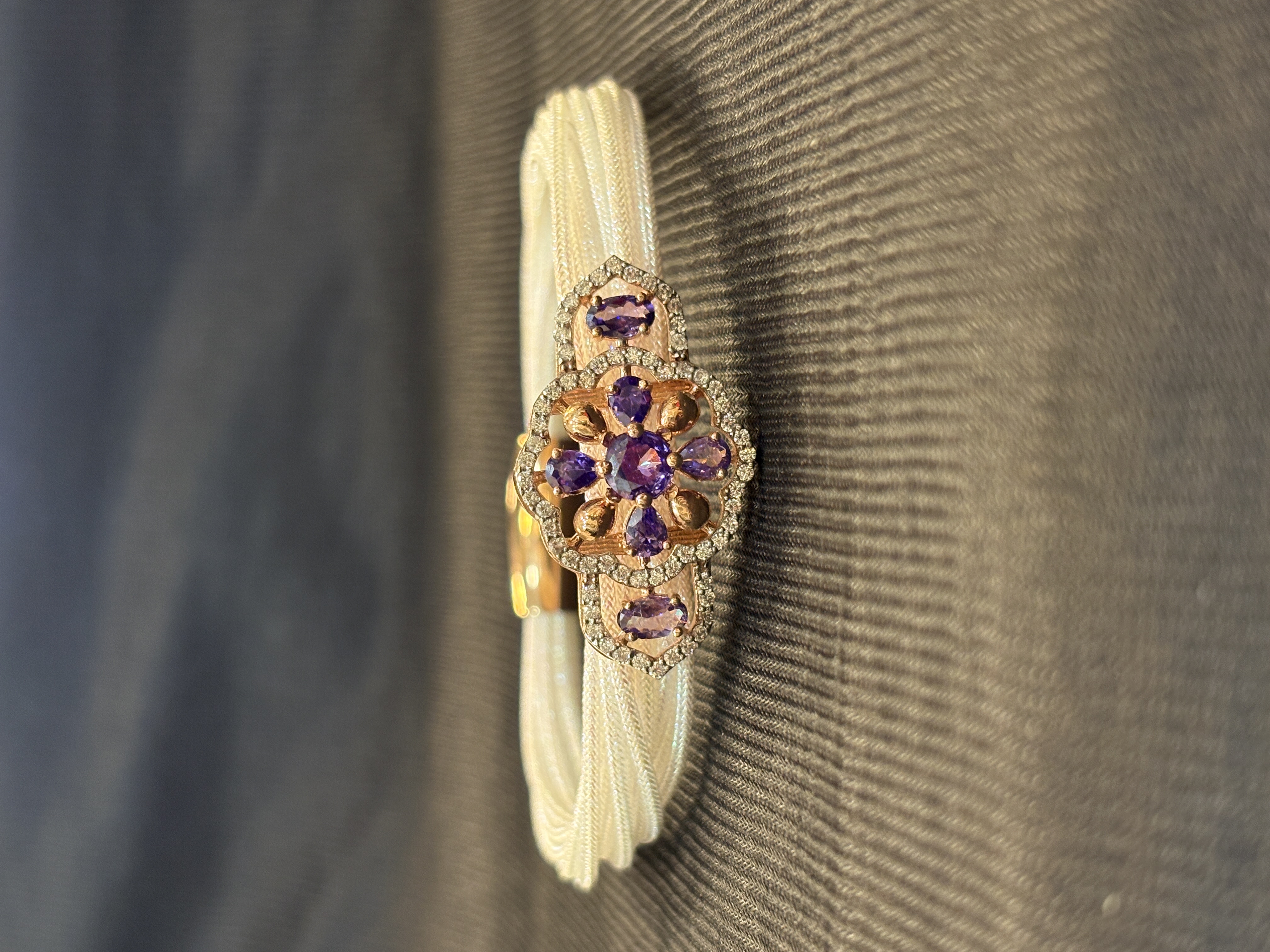 Silver deeksha magnetic rope with rosegold finish