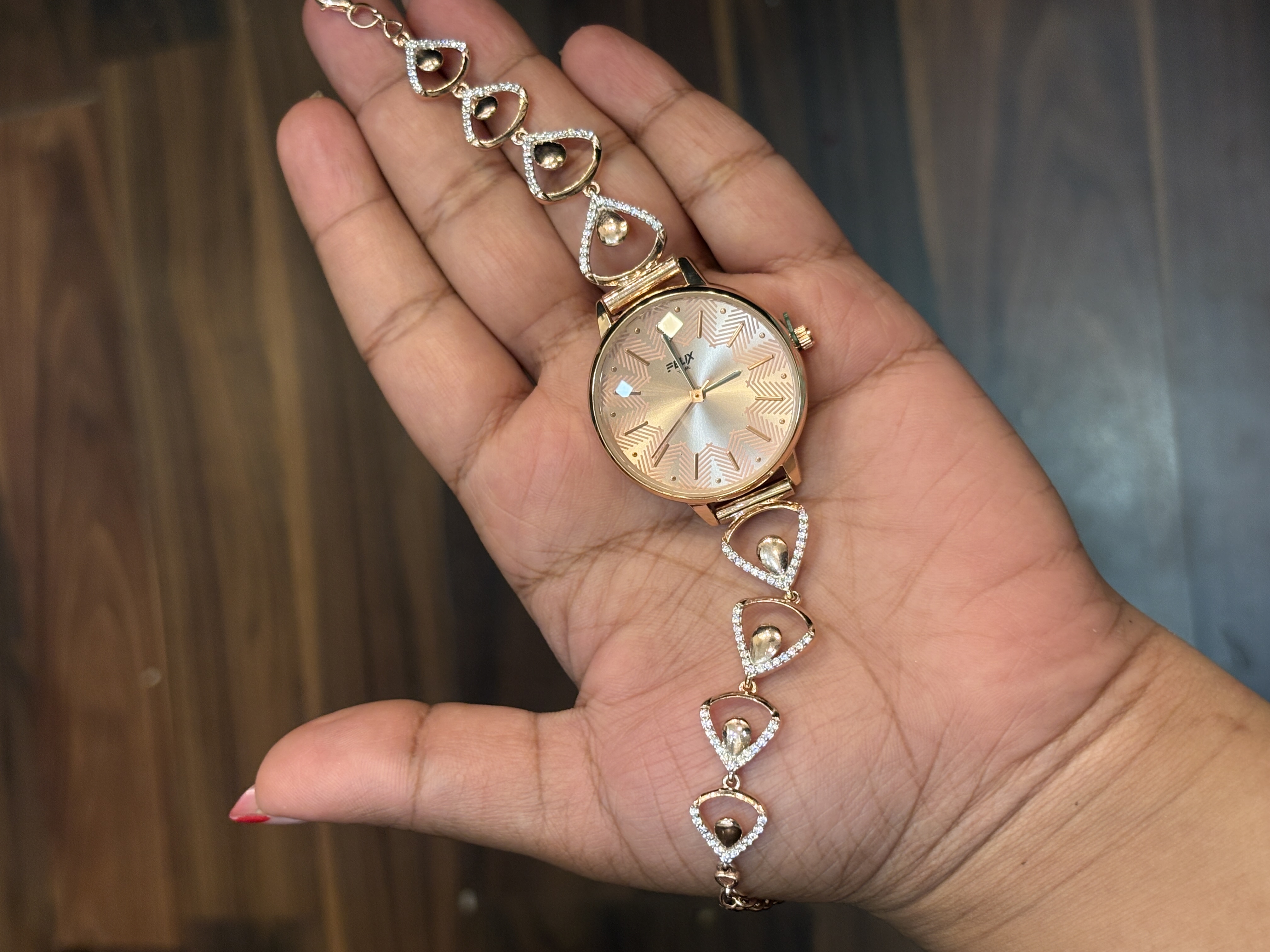 Silver ananya watch with rosegold finish