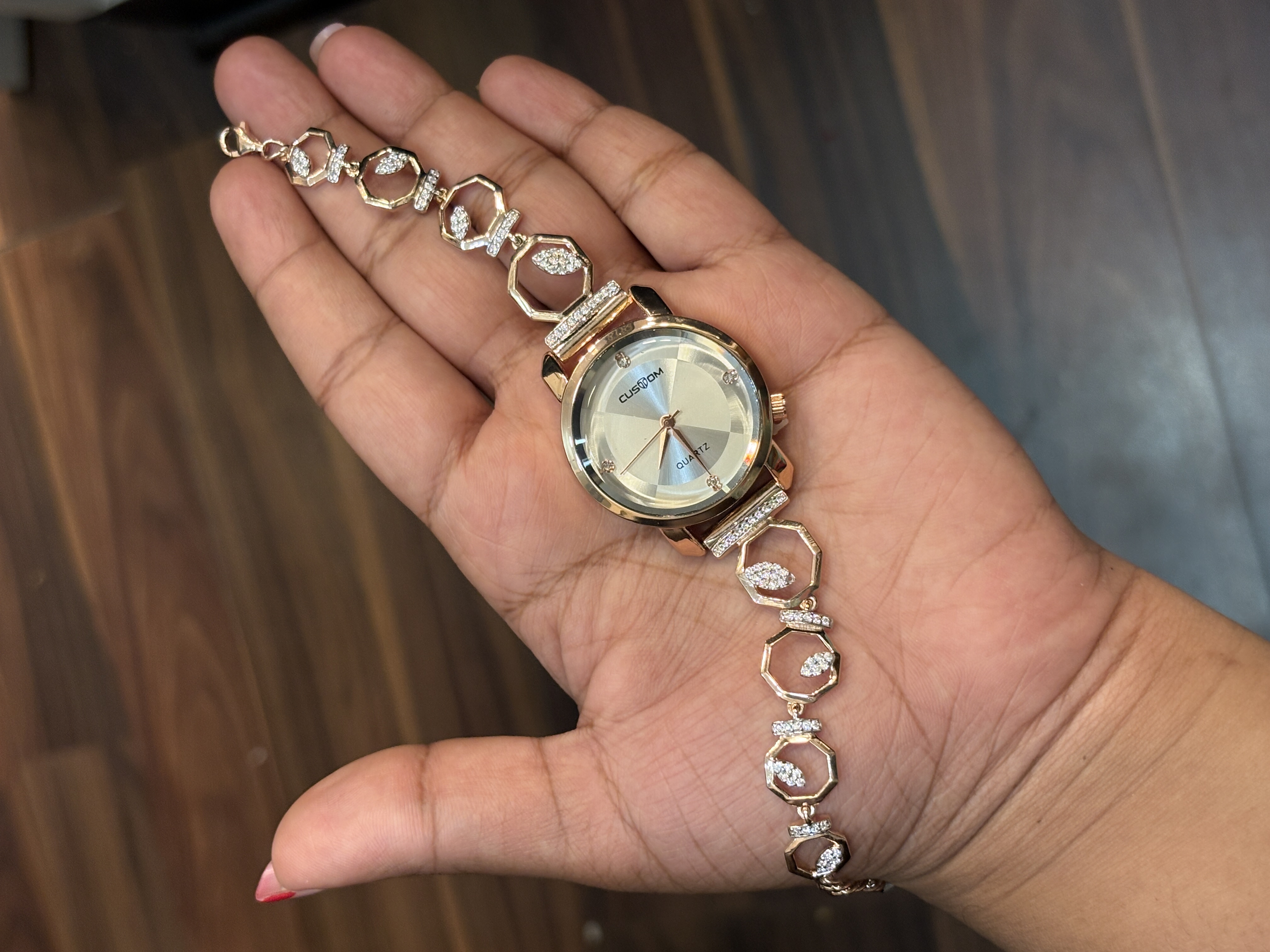 Silver kiara watch with rosegold finish