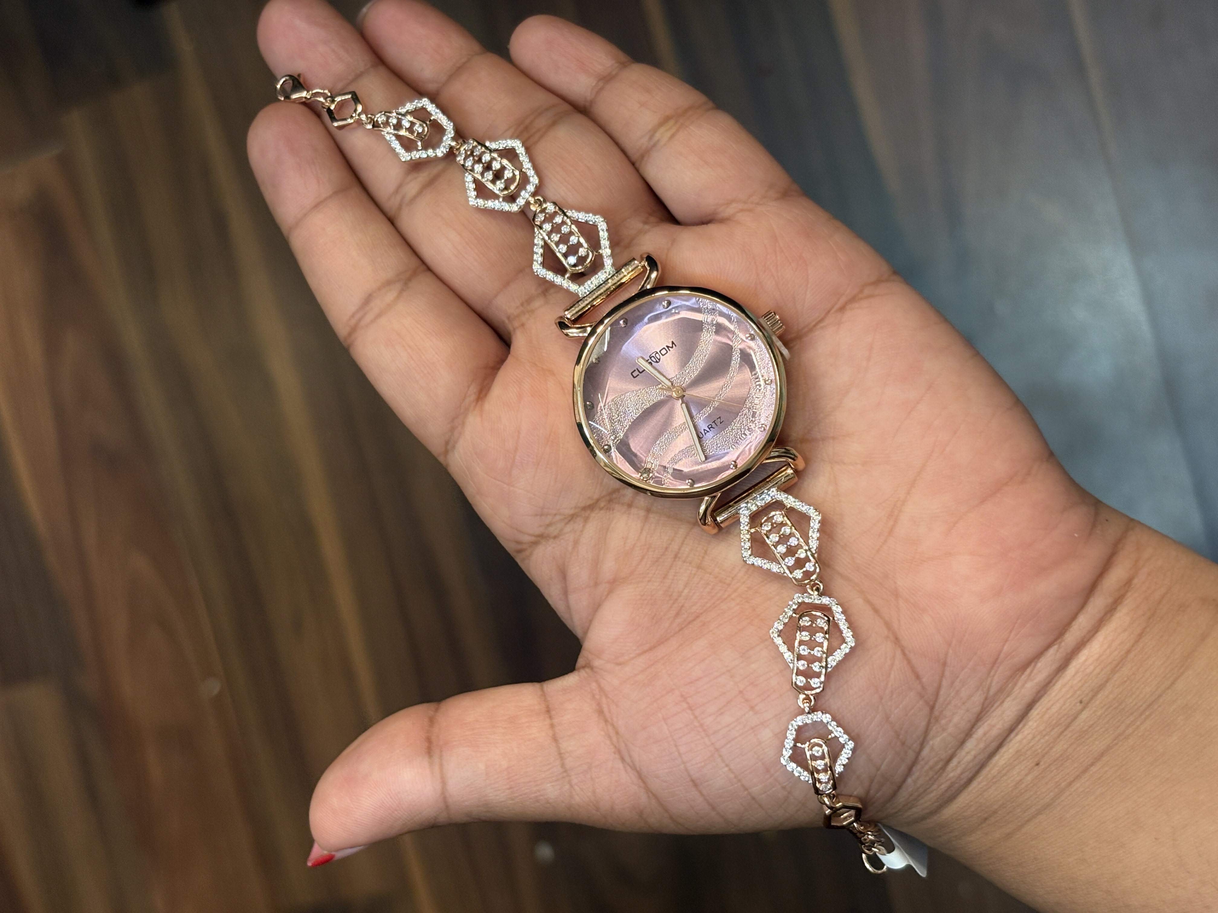 Silver charvi watch with rosegold finish
