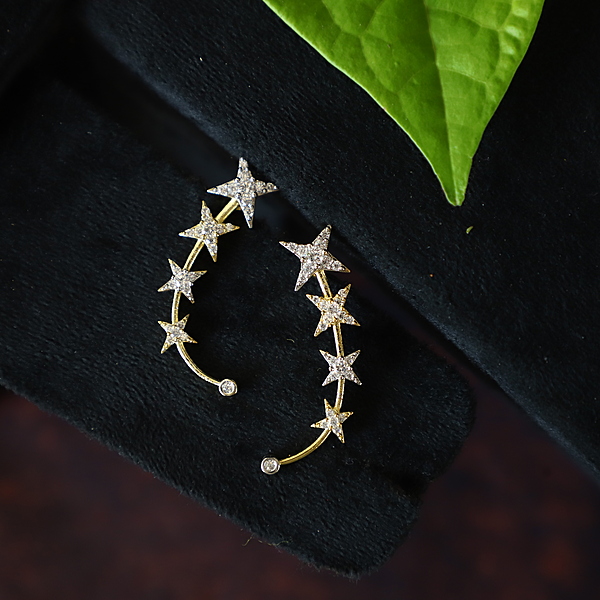 CZ stone gold finish hoop earing