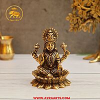 Brass Lakshmi Idol Pooja Room Decor & Good Luck Gift - 4.5 Inch Height