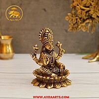 Brass Lakshmi Idol Pooja Room Decor & Good Luck Gift - 4.5 Inch Height