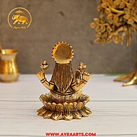 Brass Lakshmi Idol Pooja Room Decor & Good Luck Gift - 4.5 Inch Height