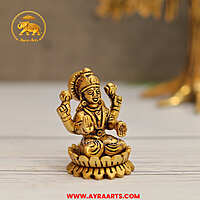 Brass Lakshmi Sitting On Lotus Idol - 2.5 Inch Height