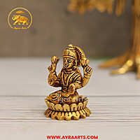 Brass Lakshmi Sitting On Lotus Idol - 2.5 Inch Height