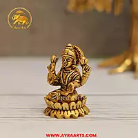 Brass Lakshmi Sitting On Lotus Idol - 2.5 Inch Height